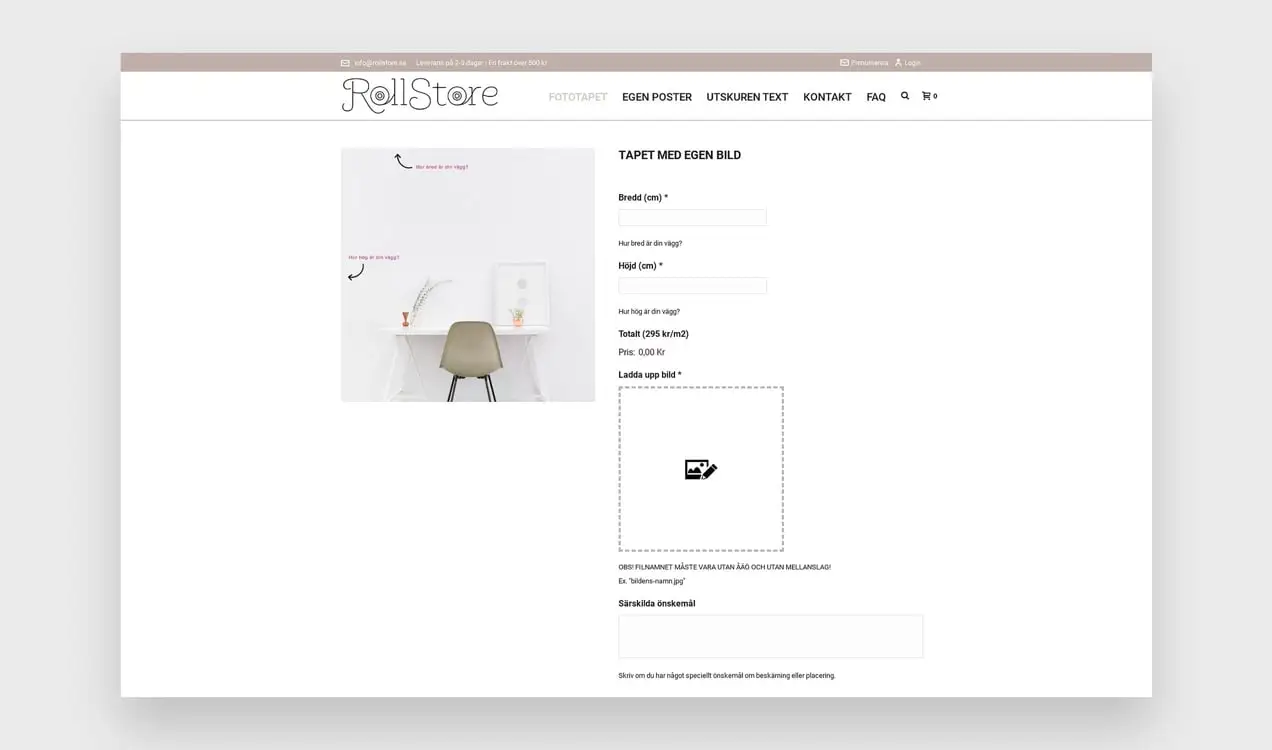 stampa su richiesta prodotto da RollStore con opzioni personalizzate