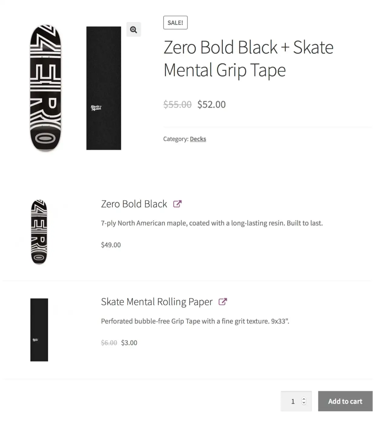 ensemble de produits montrant une planche à roulettes et des accessoires