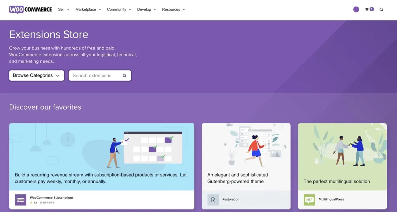 Negozio di estensioni WooCommerce
