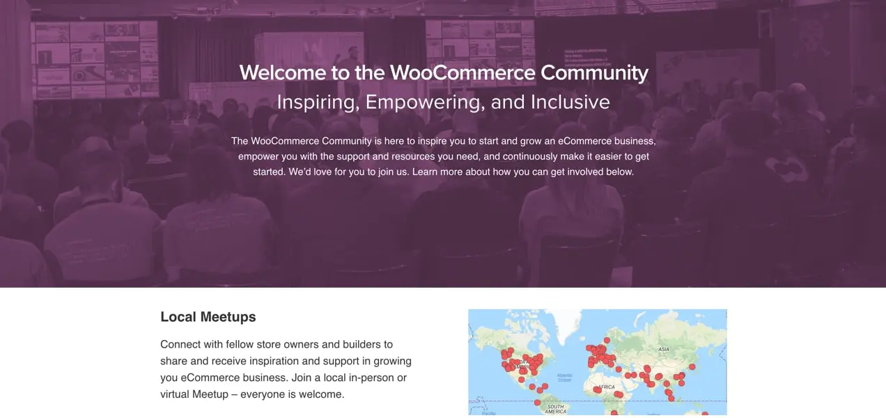 Página da Comunidade WooCommerce