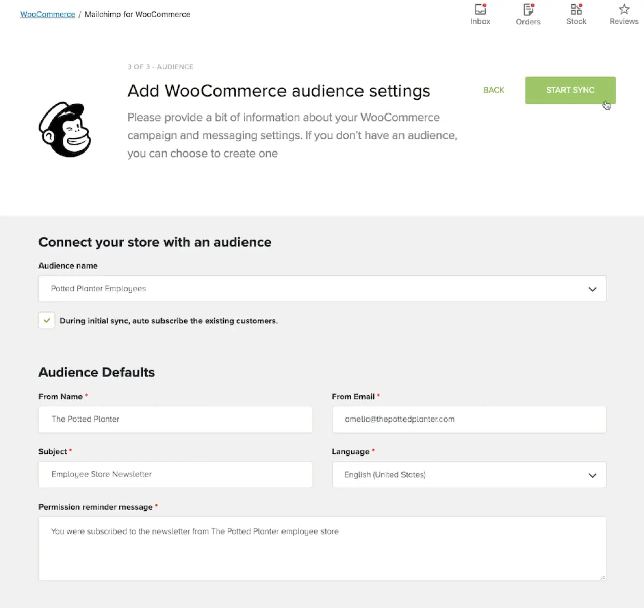 aggiungendo un pubblico WooCommerce a Mailchimp