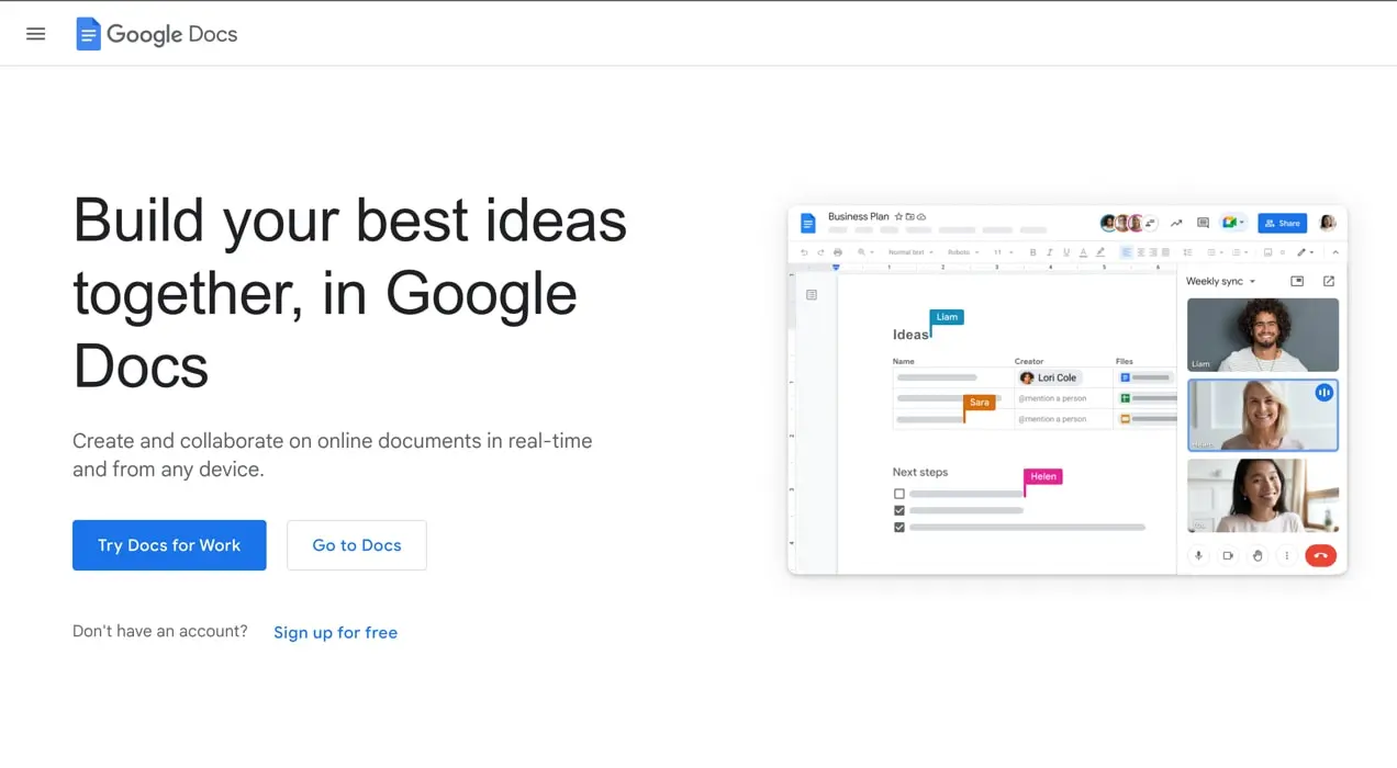 Pagina iniziale di Google Documenti