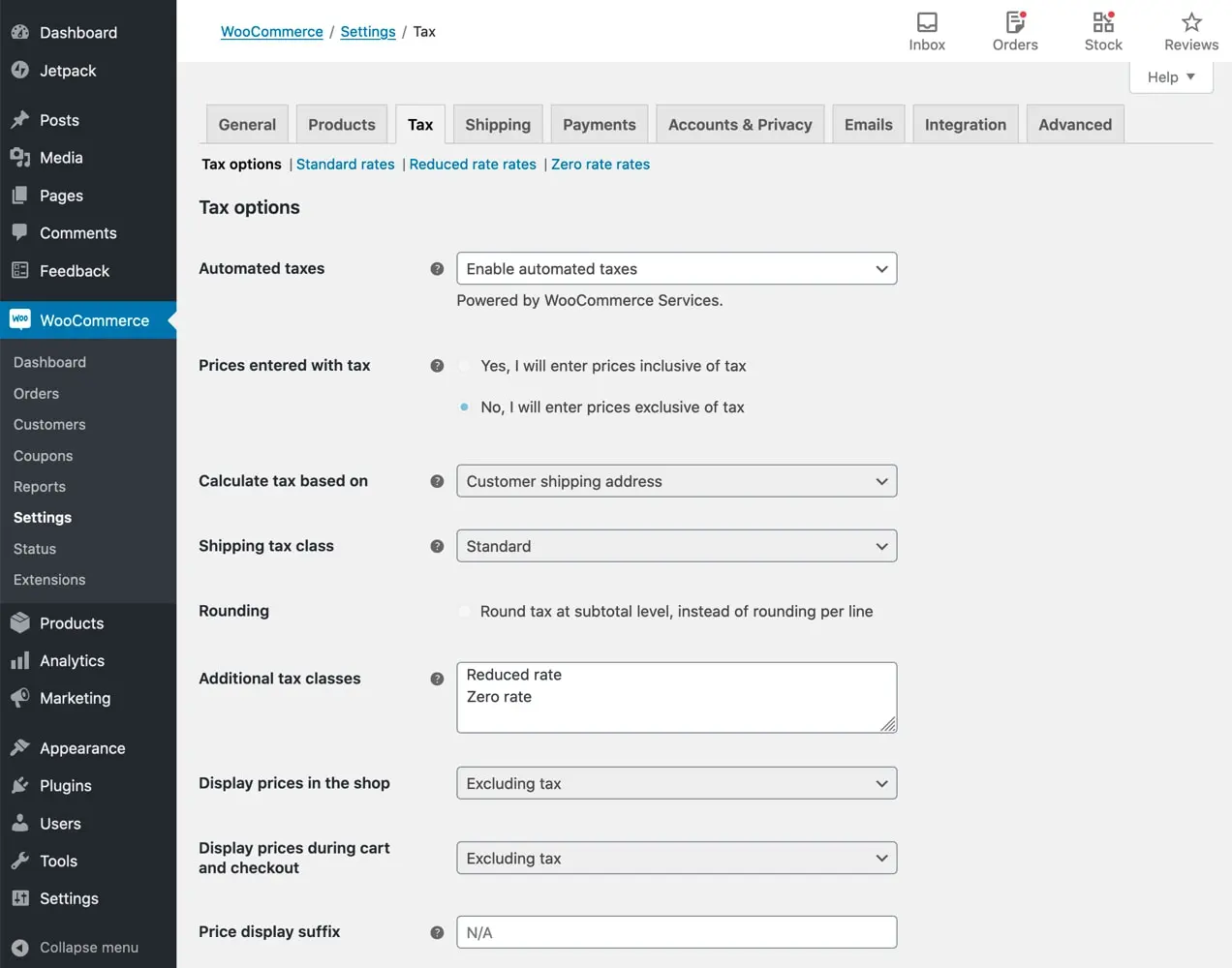 impostazioni fiscali con WooCommerce Tax
