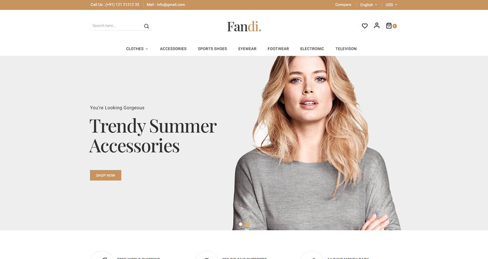 Șablon Fandi pentru magazin de modă și accesorii
