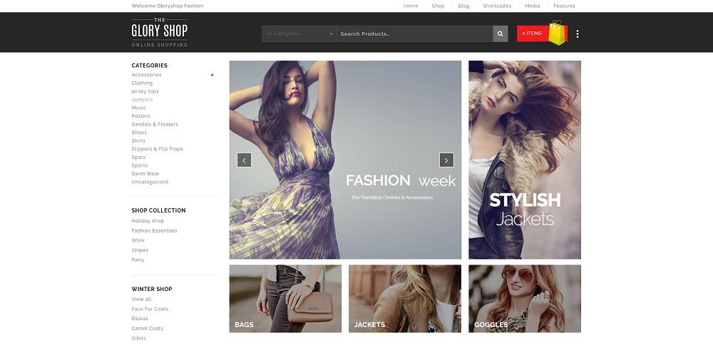 Glory Shop - многоцелевая тема WooCommerce