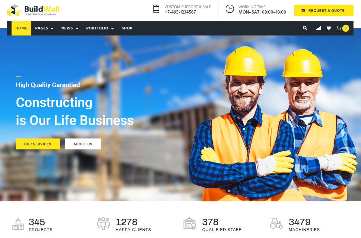 temă wordPress polivalentă de construcție
