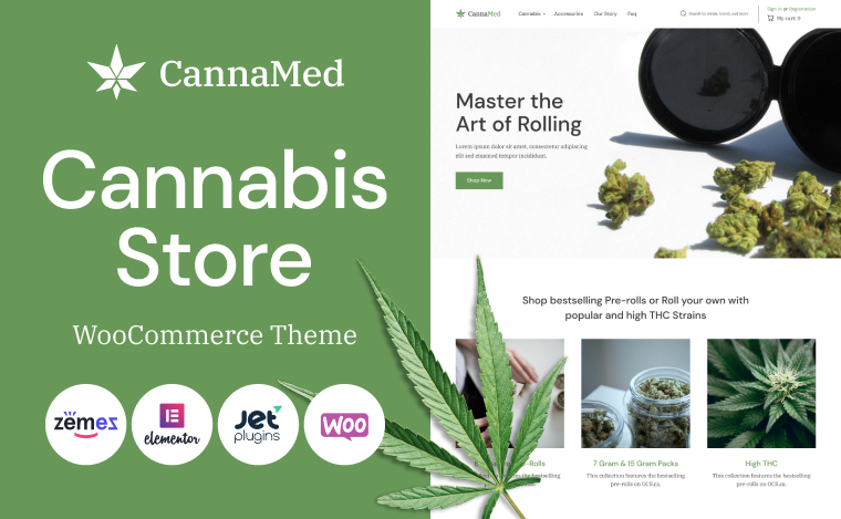 时尚的医用大麻 woocommerce 主题