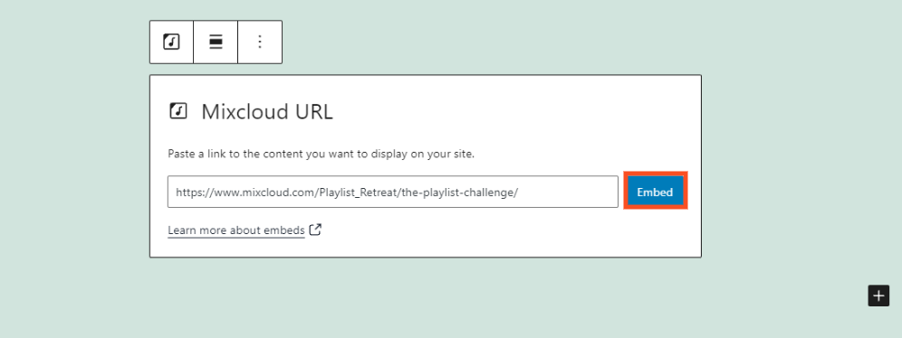 Incrustar una URL de Mixcloud en WordPress.