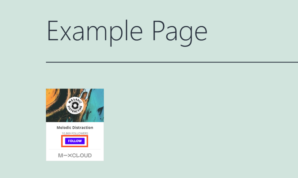 Un perfil de Mixcloud incrustado en WordPress.