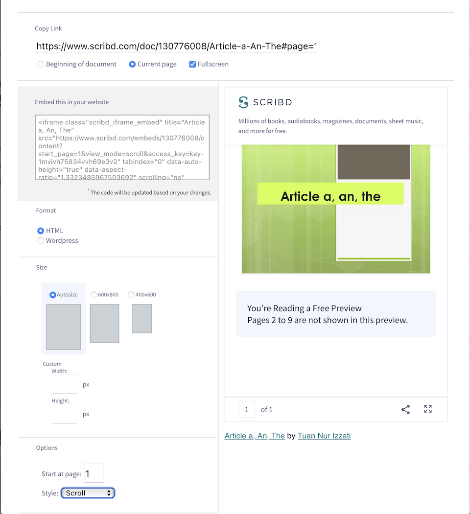 Scribd einbetten