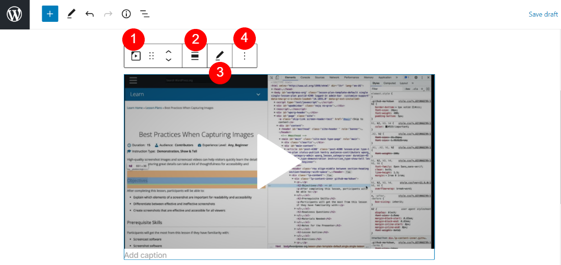 Configuración para el bloque de incrustación de WordPress.tv.