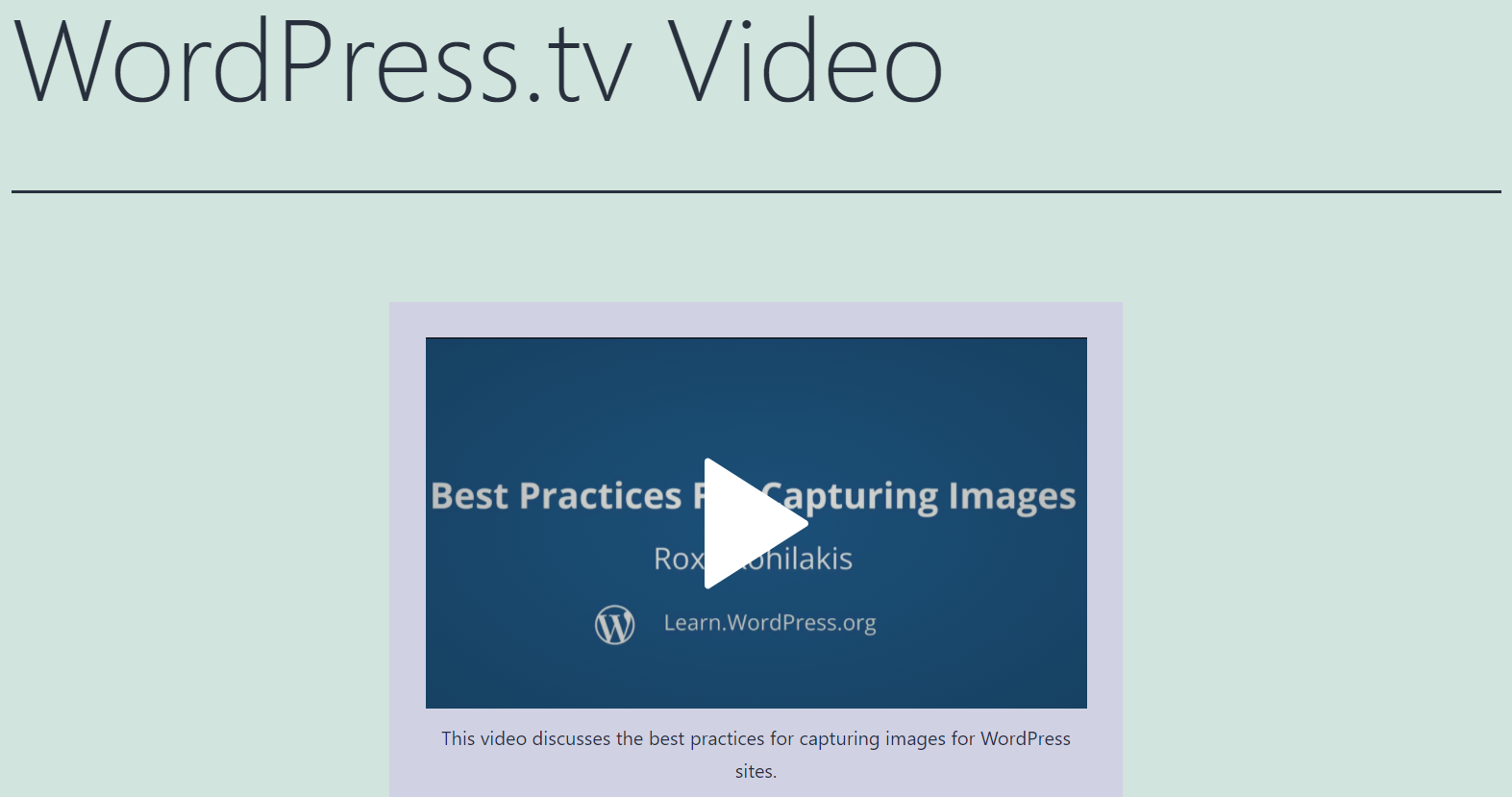 Agregar un color de fondo a un video de WordPress.tv.