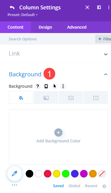configuración de fondo