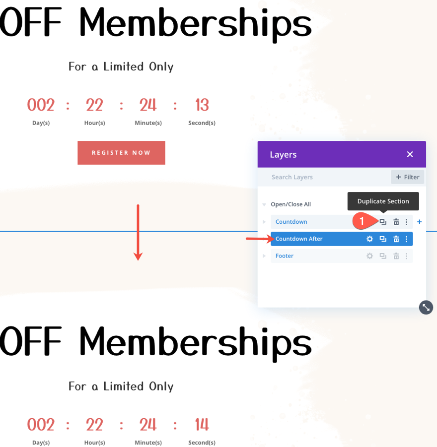 contenido condicional de tiempo cuando expira el temporizador de cuenta regresiva
