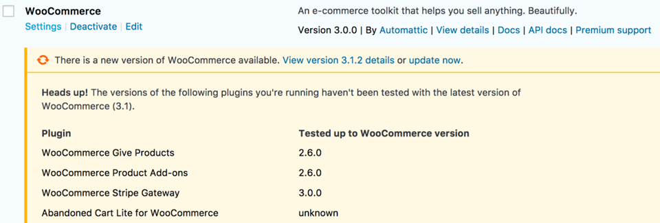更新 woocommerce 版本