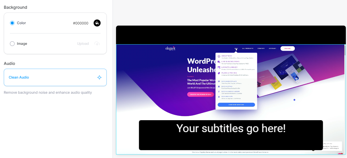 Limpieza de audio de video con VEED.IO