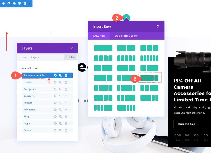 Retargeting-Zielseitenbesuch mit Ankündigungsleiste in divi
