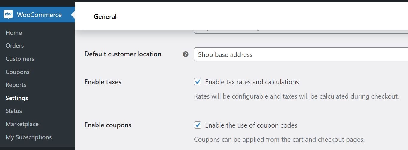 WooCommerce'de Vergileri etkinleştir seçeneği