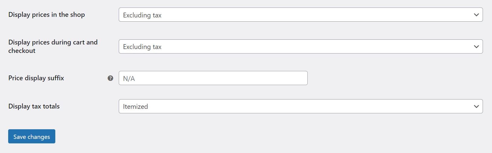 WooCommerce vergi ayarlarında fiyat seçeneklerini görüntüleyin
