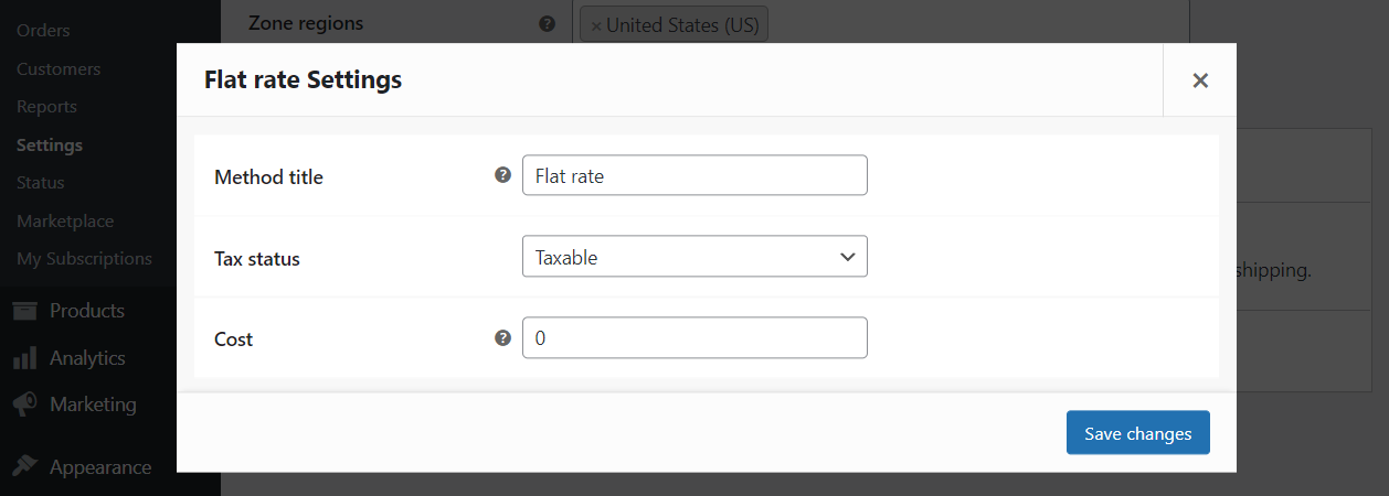 Spedizione forfettaria Impostazioni WooCommerce