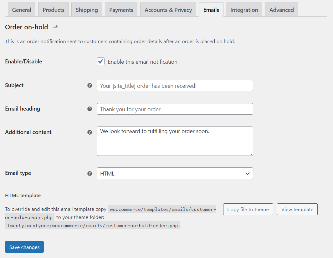 Modifica di un messaggio WooCommerce automatizzato