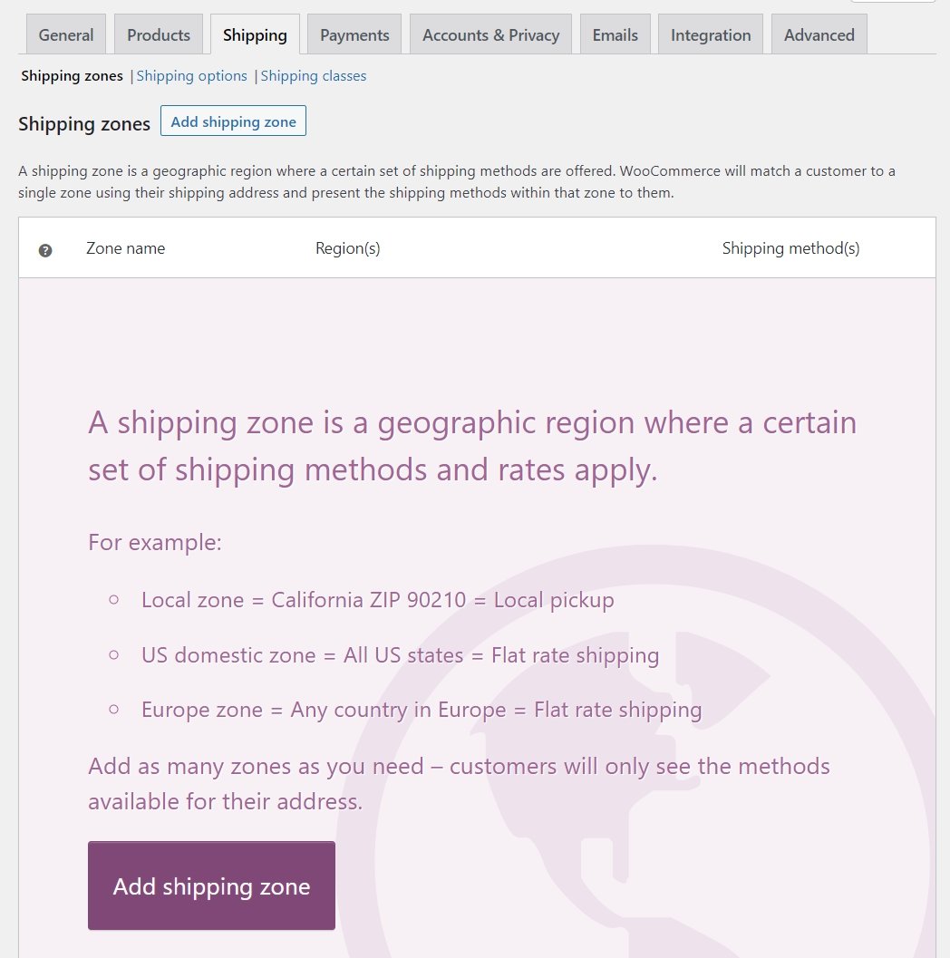 Configurazione delle zone di spedizione in WooCommerce