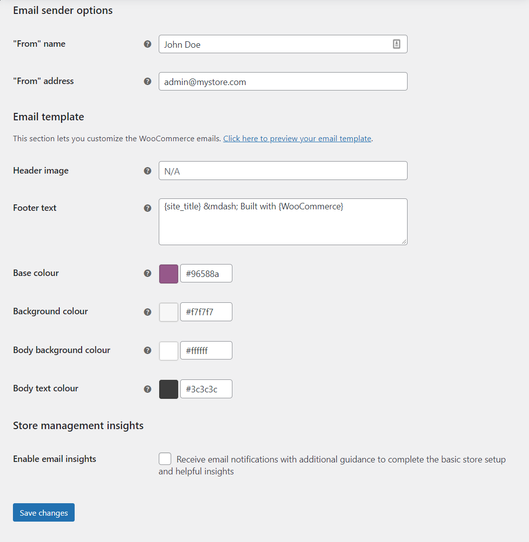 Configurazione delle impostazioni e-mail in WooCommerce