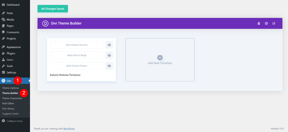استخدم Divi Theme Builder