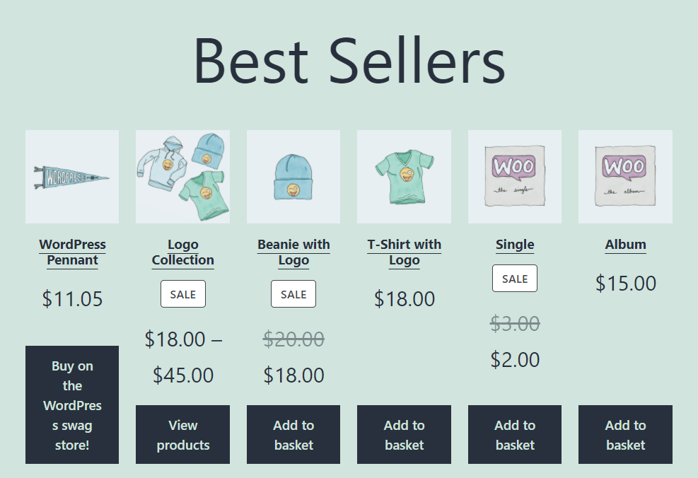 I prodotti più venduti Blocco WooCommerce