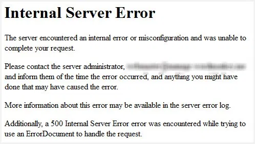 500 errore interno del server
