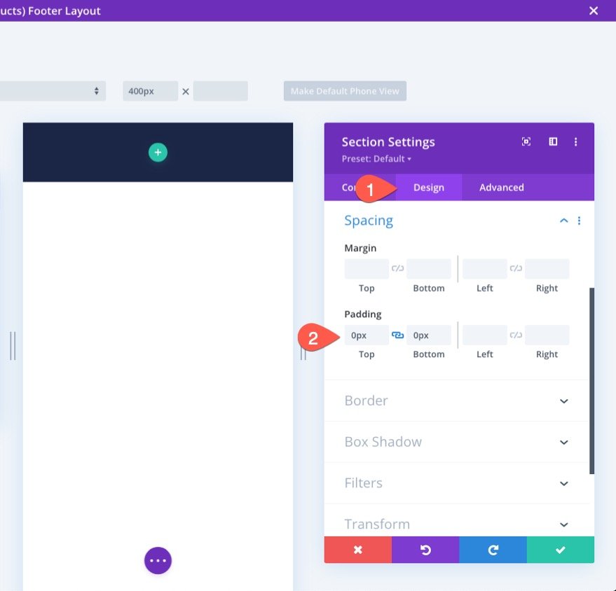 липкие нижние колонтитулы для мобильных устройств divi