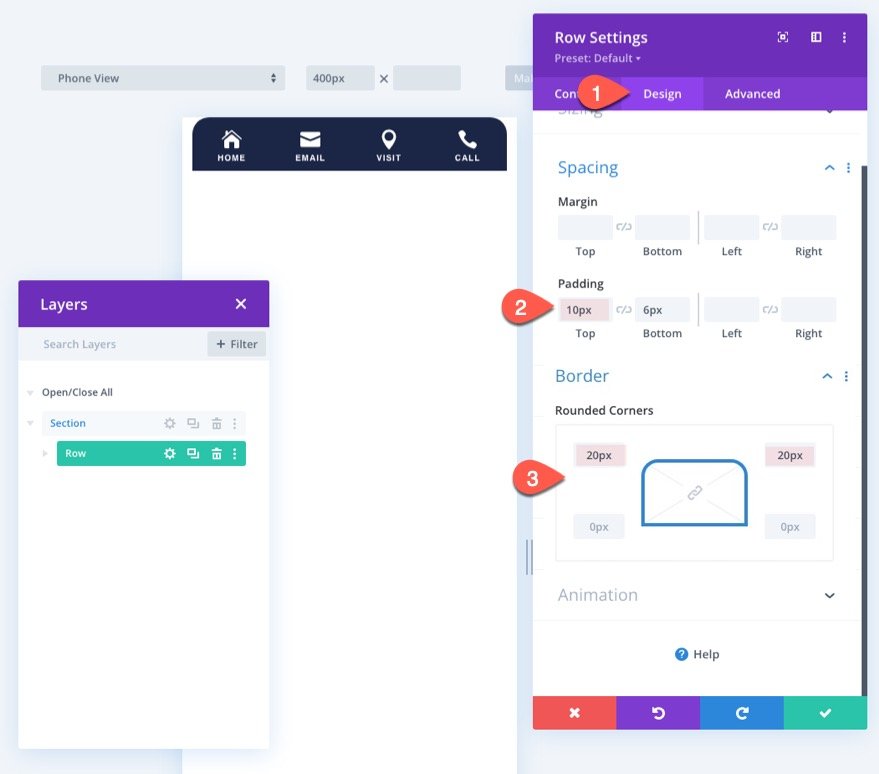 липкие нижние колонтитулы для мобильных устройств divi