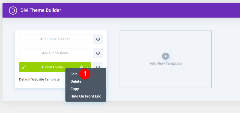 上傳 Divi 頁腳模板