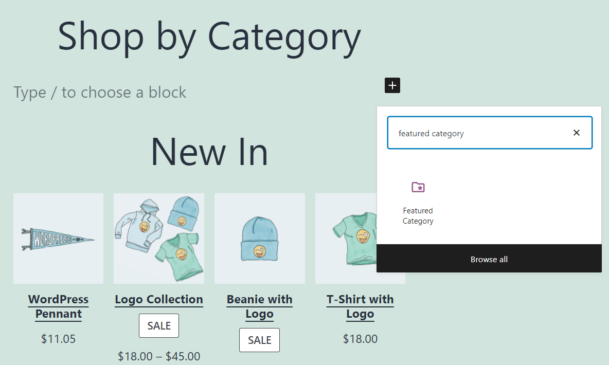 在 WooCommerce 中添加特色類別塊