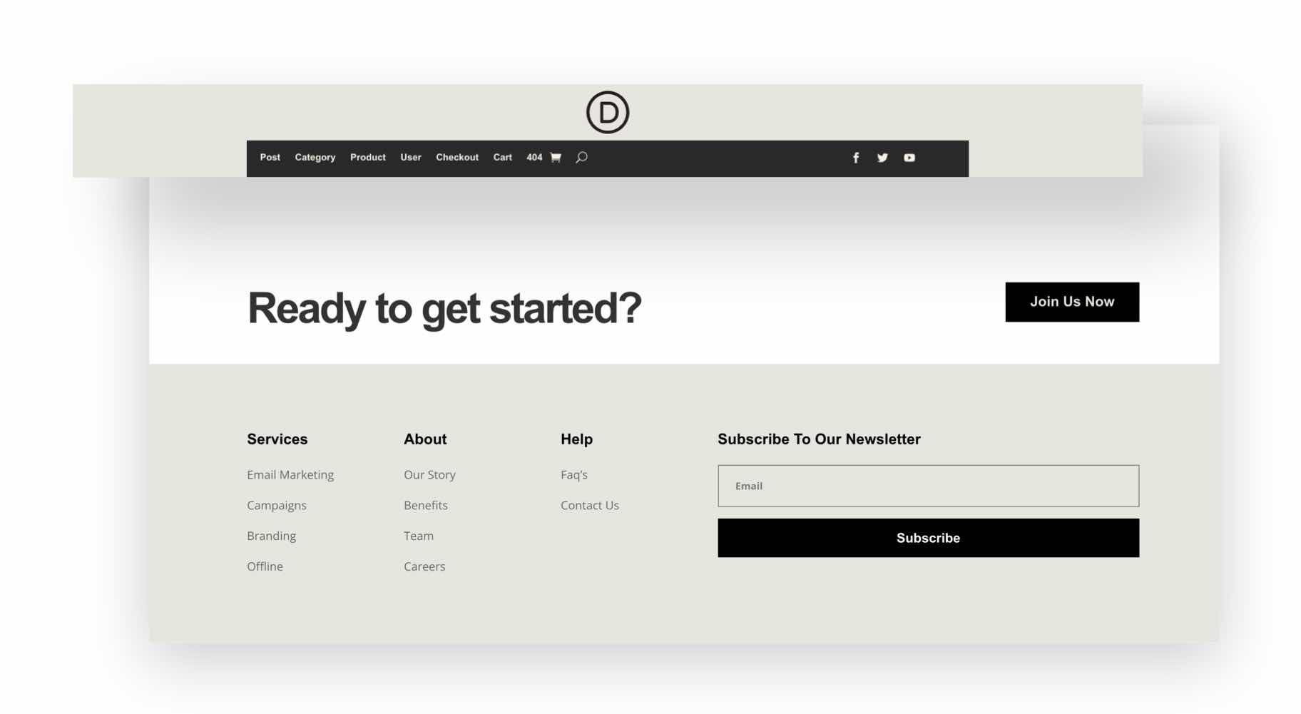 divi черная пятница заголовок нижний колонтитул пакет