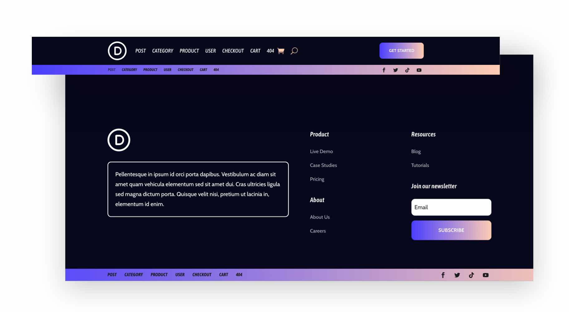 divi черная пятница заголовок нижний колонтитул пакет