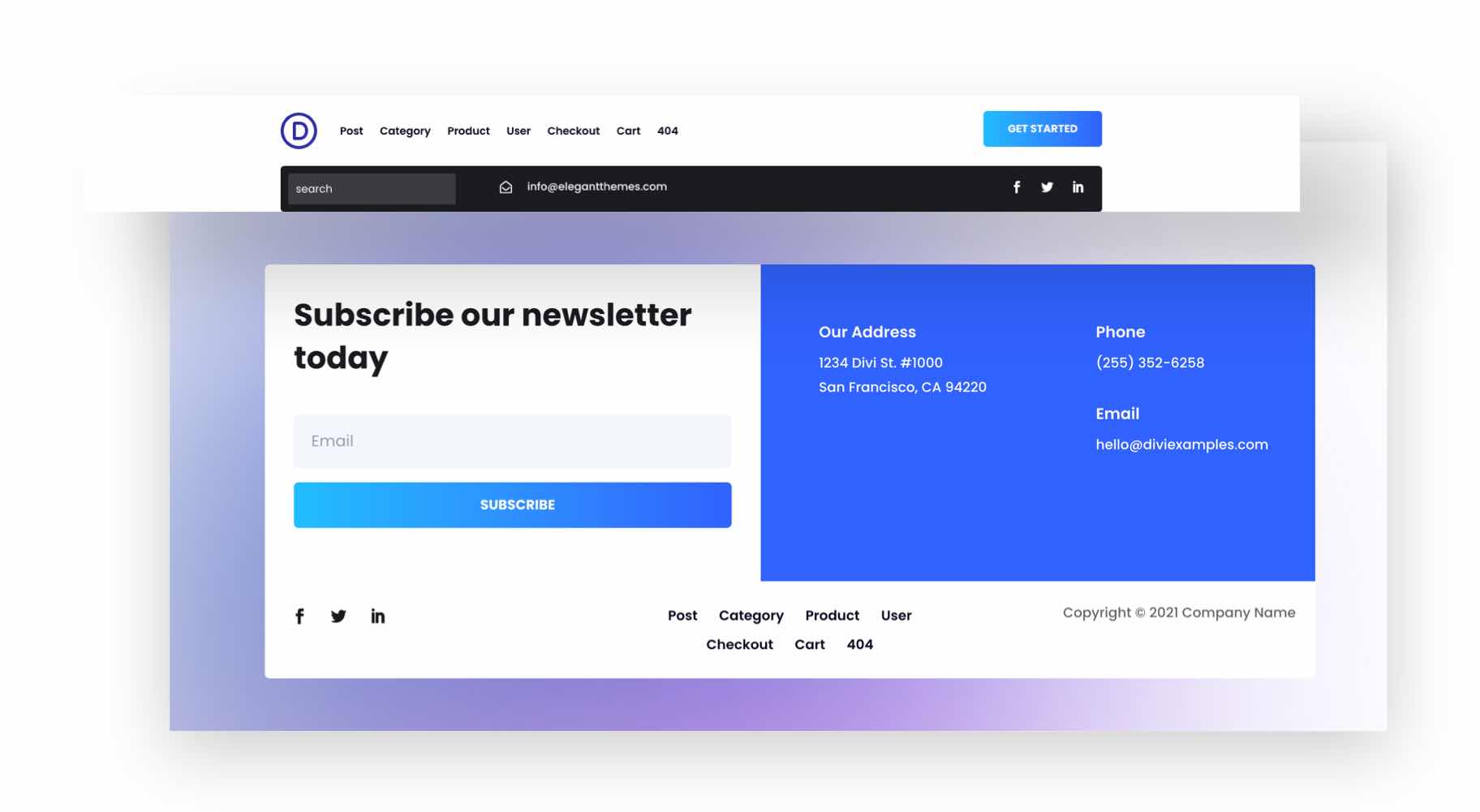 divi черная пятница заголовок нижний колонтитул пакет