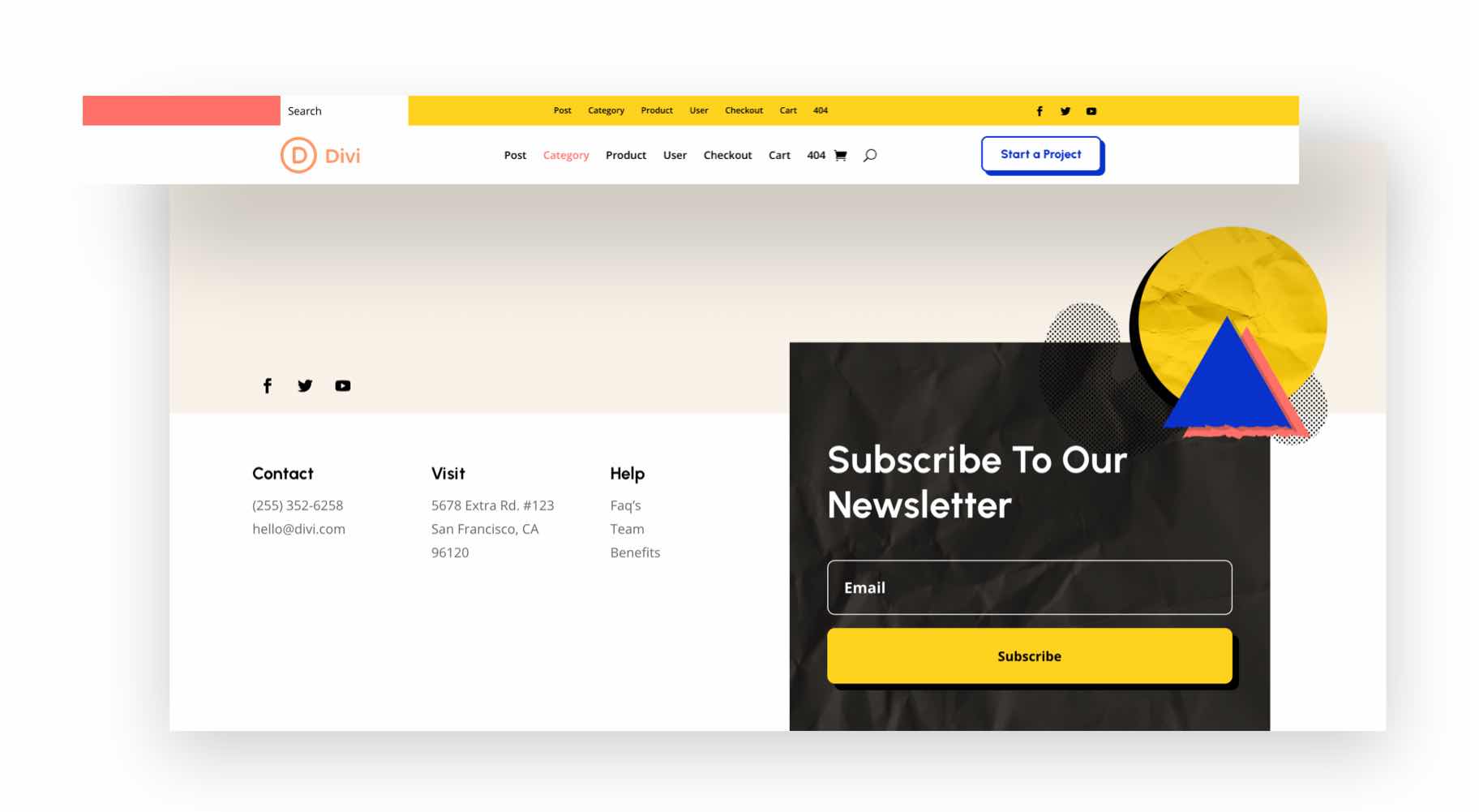 divi черная пятница заголовок нижний колонтитул пакет