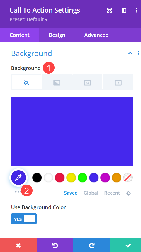 color de fondo para CTA