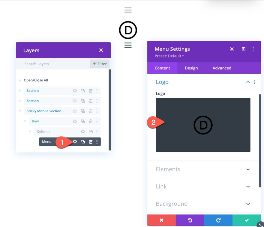 encabezado adhesivo divi para móvil