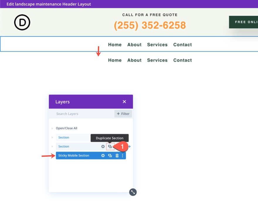 encabezado adhesivo divi para móvil