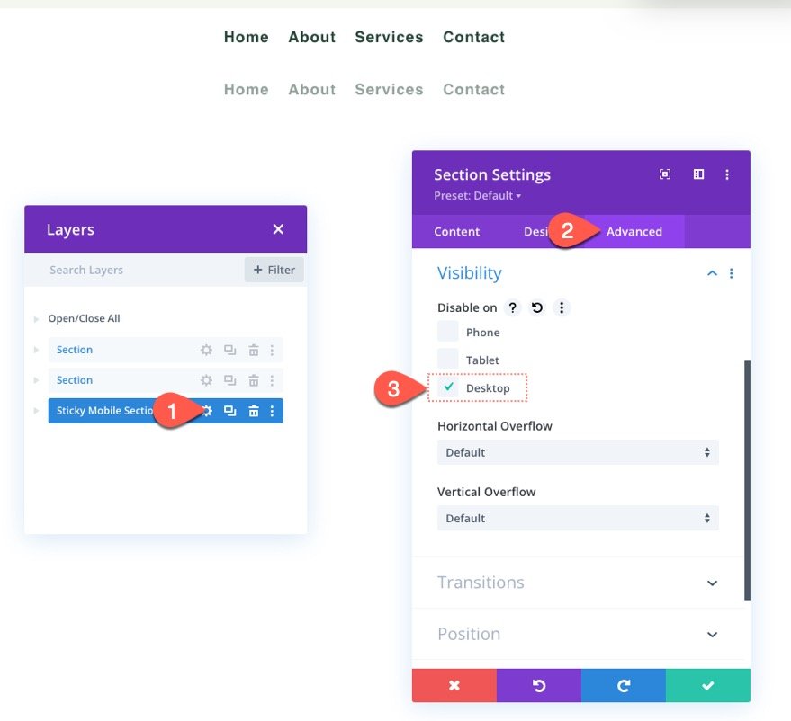 encabezado adhesivo divi para móvil