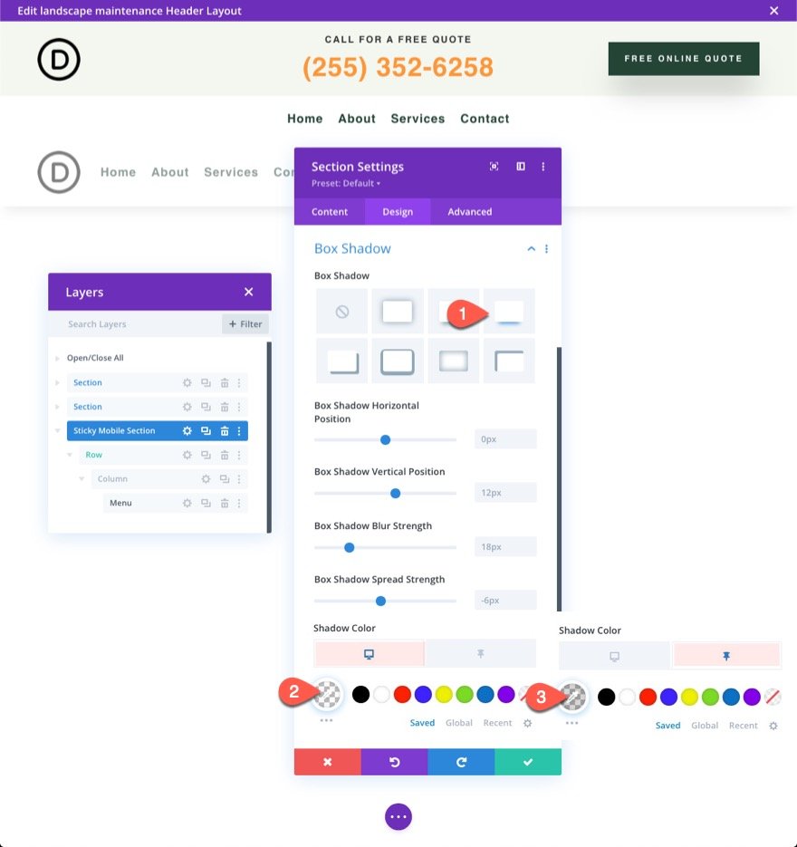 encabezado adhesivo divi para móvil