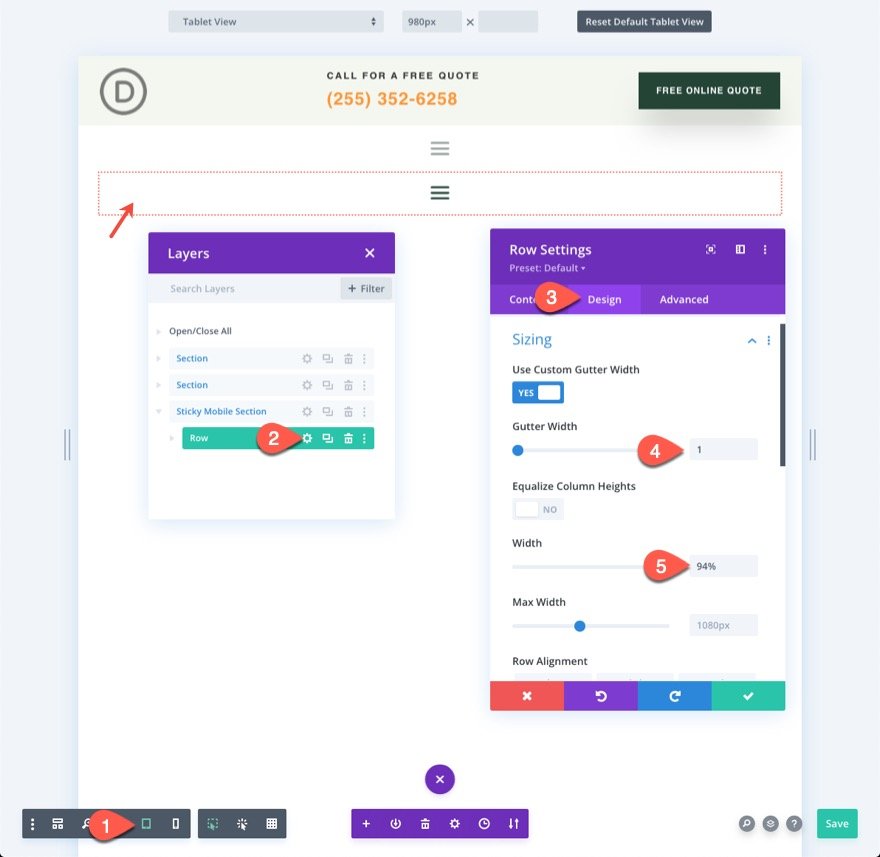 encabezado adhesivo divi para móvil