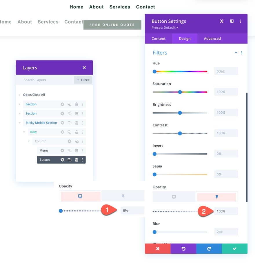 encabezado adhesivo divi para móvil
