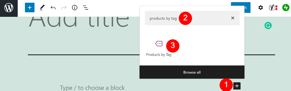 Agregar el bloque Productos por etiqueta.