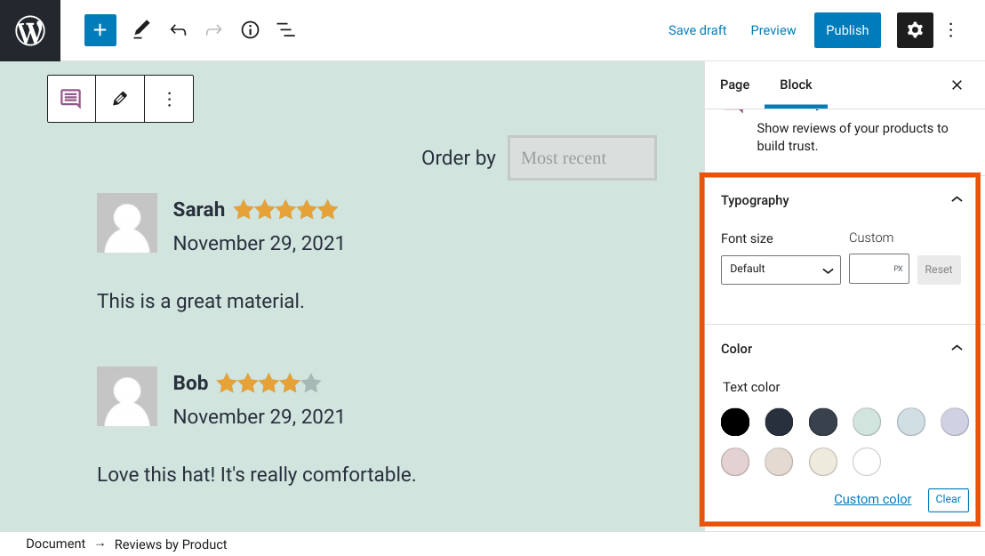 การตั้งค่าการพิมพ์ของบล็อก WooCommerce
