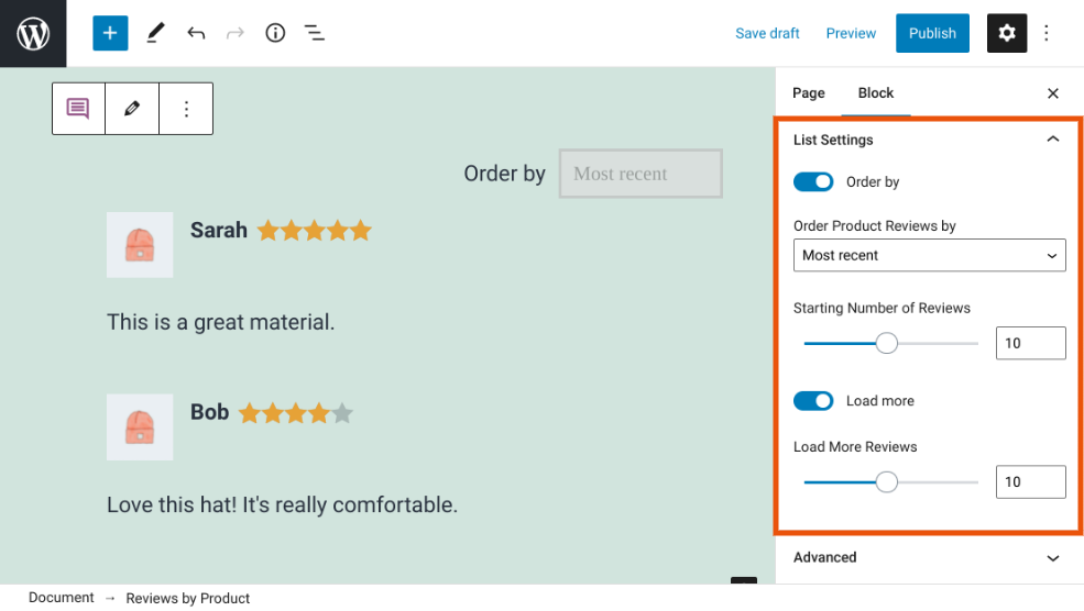 การตั้งค่ารายการของบทวิจารณ์ WooCommerce ตามกลุ่มผลิตภัณฑ์