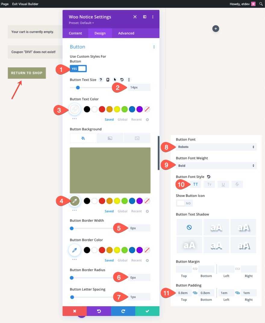 Divi WooCommerce 購物車頁面模板