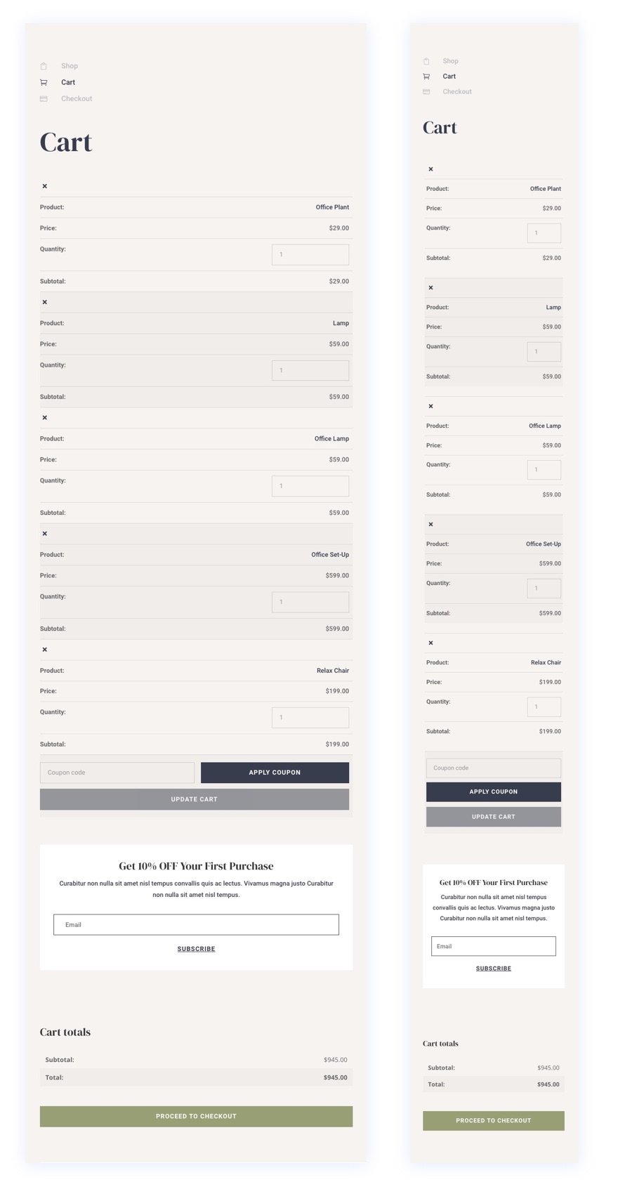 Divi WooCommerce 購物車頁面模板